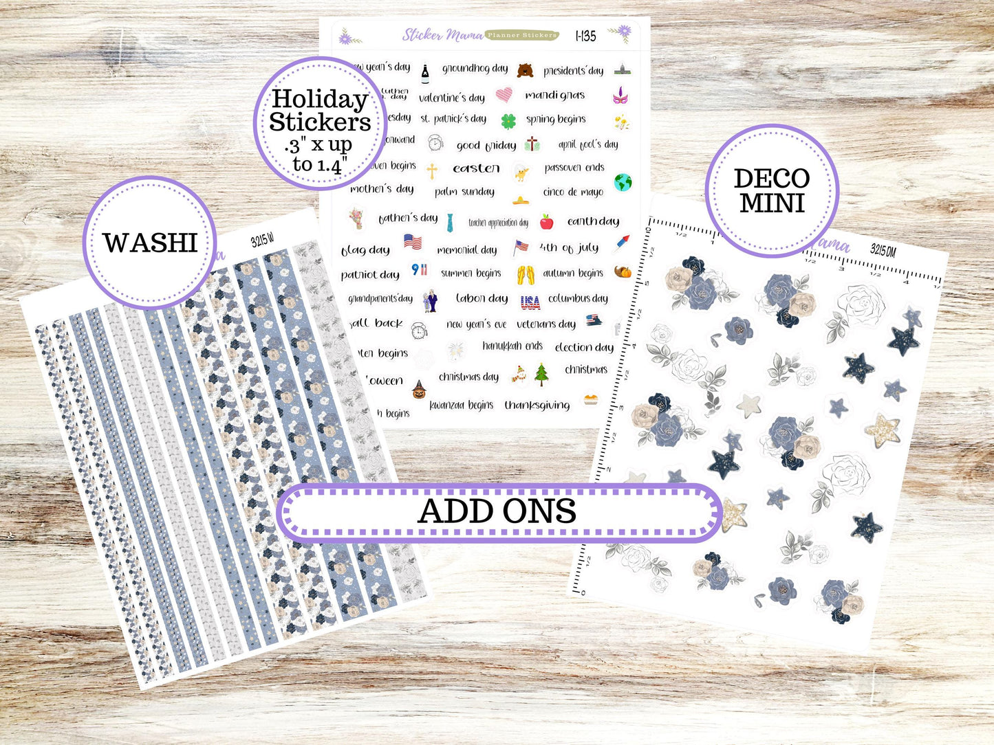 Laurel Denise Large Scout Planner Sticker Kit | Portrait Weekly + Monthly | Month of your Choice Charming Roses #3215 | 1-26