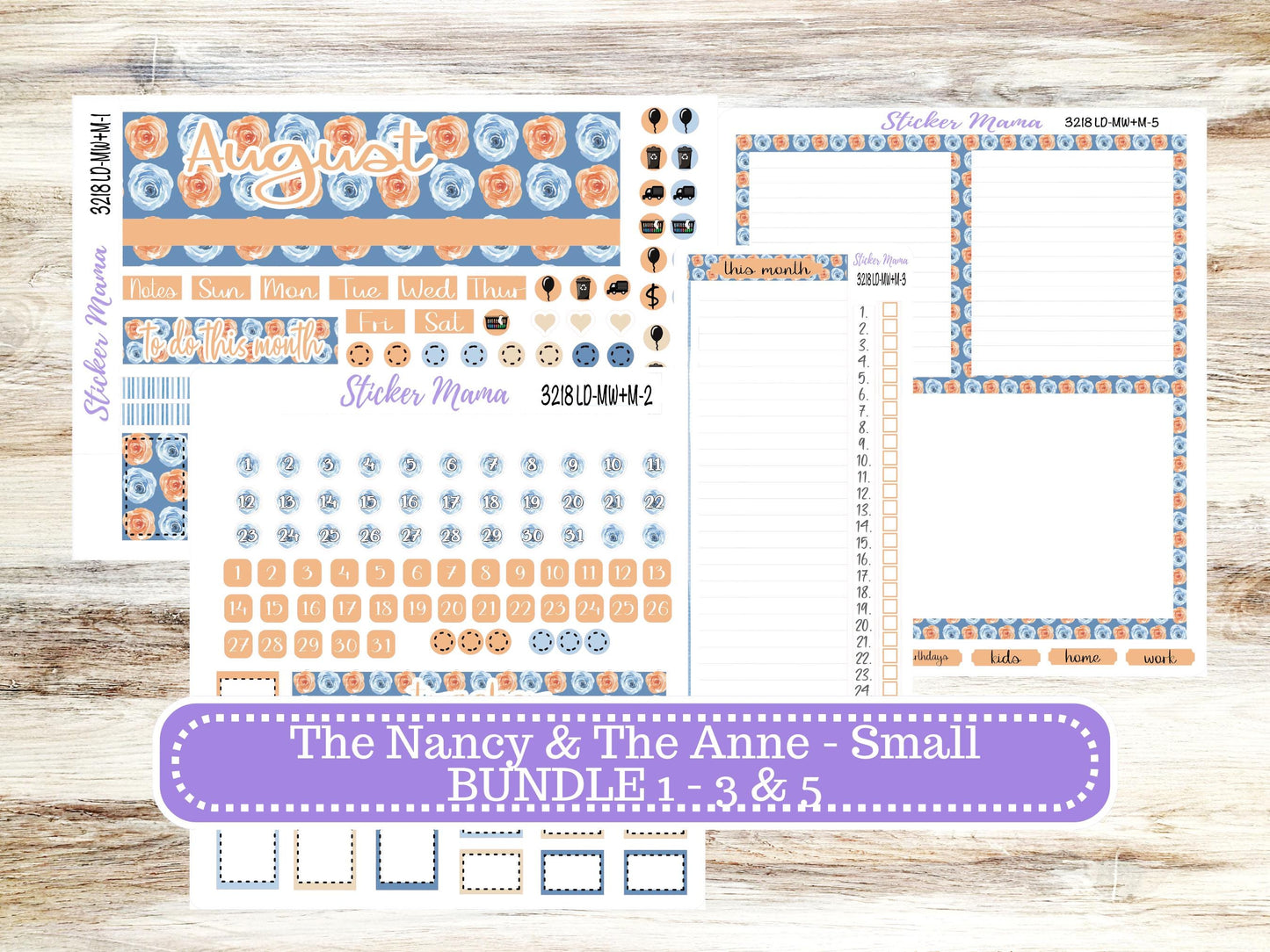 Laurel Denise Small Anne and Nancy Planner Sticker Kit | August 3218 Blossom Breeze | 5-26