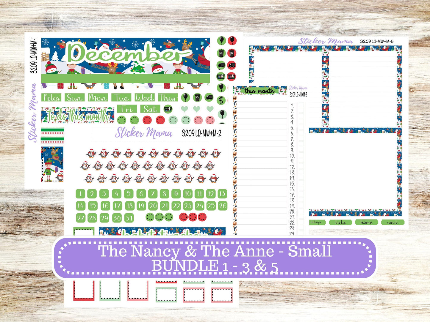 LD SMALL "The Anne" & "The Nancy" || MINI Week + Month Planner Kit #3209 || Laurel Denise Horizontal Vertical || Jolly Pines || 9-25