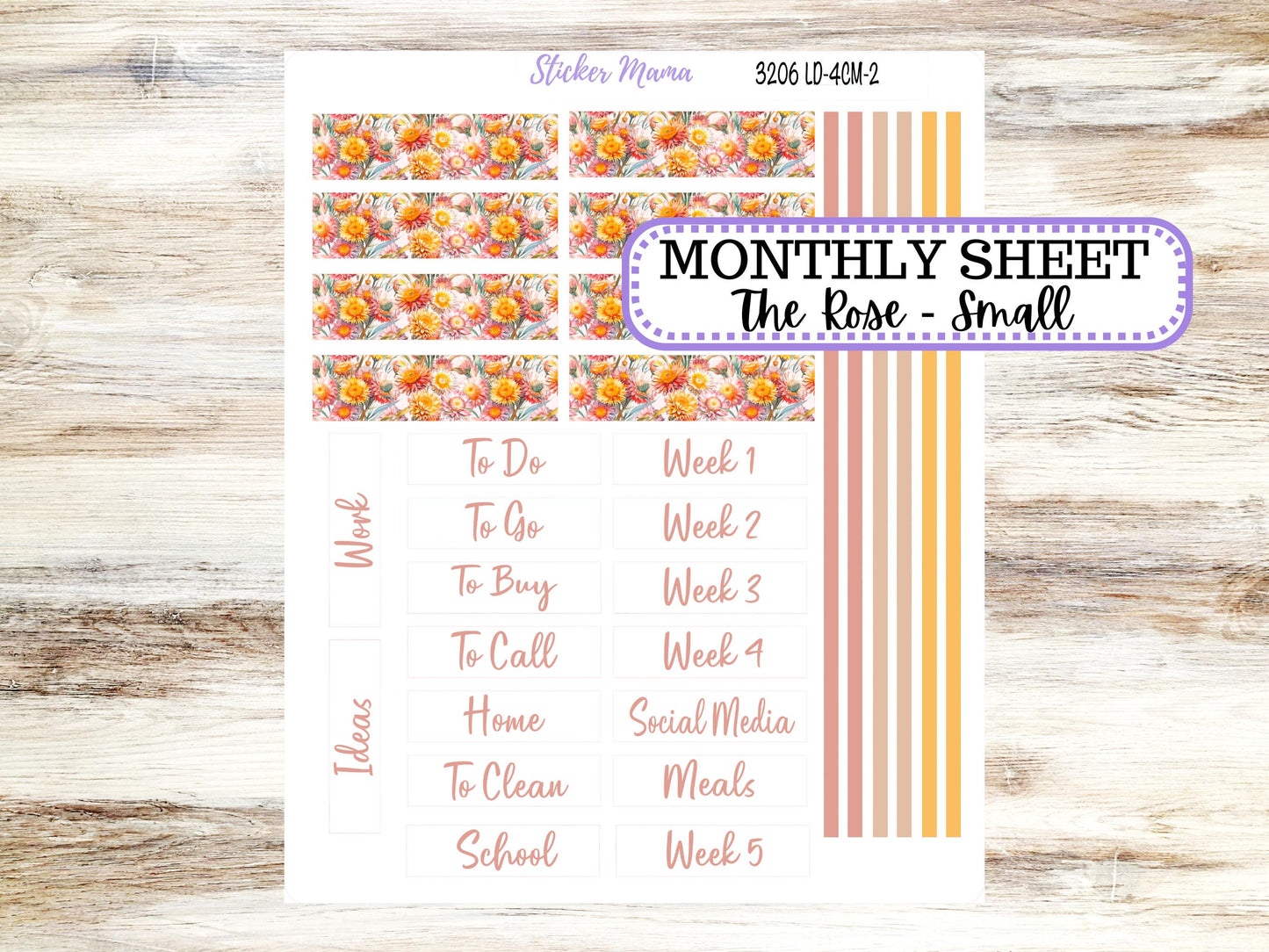 Laurel Denise Small Rose Planner Sticker Kit | 4 Column Mini | Project Mini  | September Falling Colors 3206 | 6-26