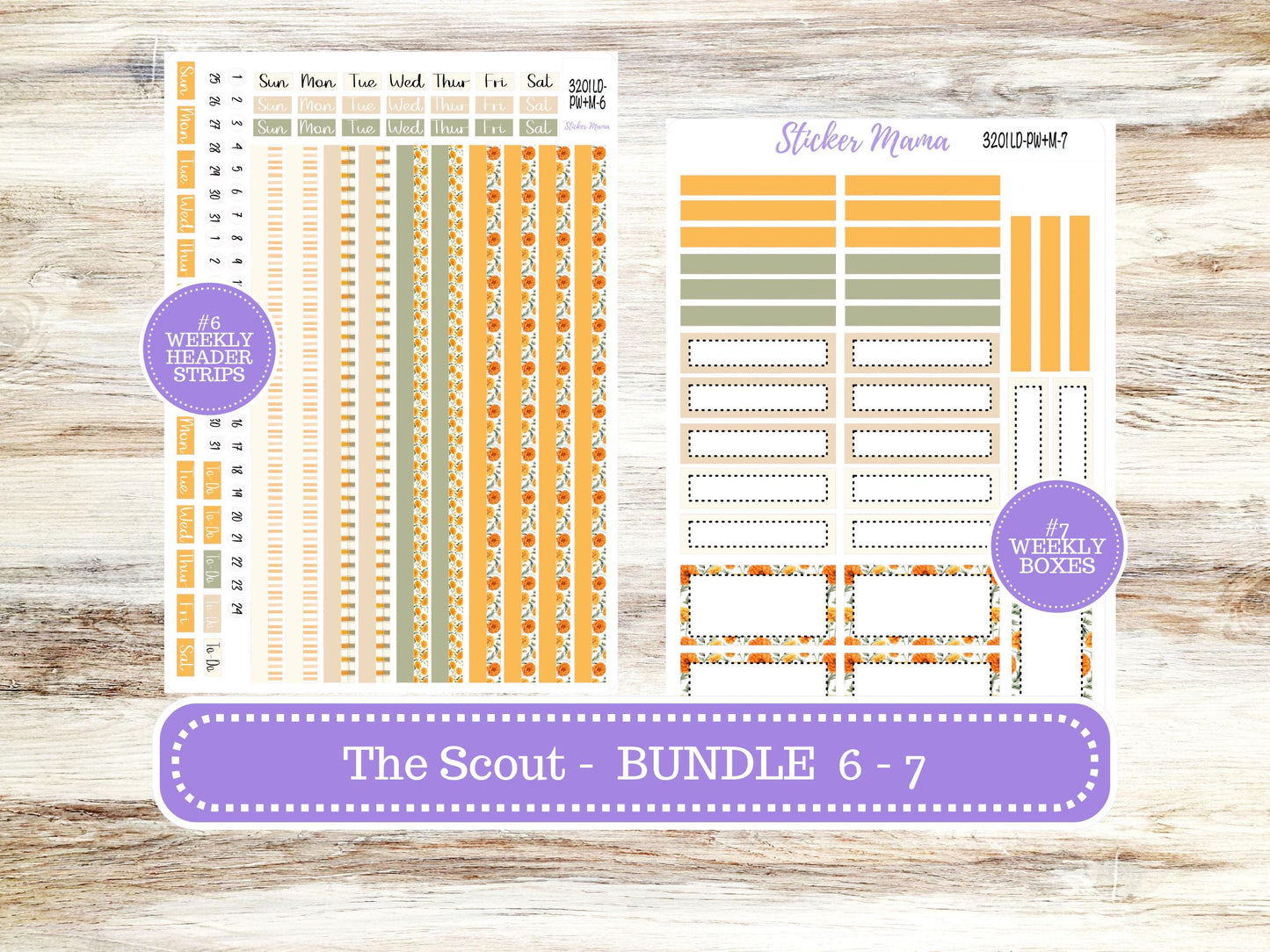 Laurel Denise Large Scout Planner Sticker Kit | Portrait Weekly + Monthly |  Month of your Choice 3201 Fall Colors | 5-26