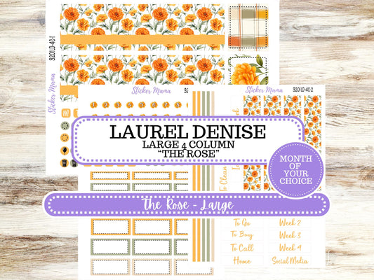 Laurel Denise Large Rose Planner Sticker Kit | 4-COLUMN (formerly project) | Month of your Choice 3201 Fall Colors | 5-26