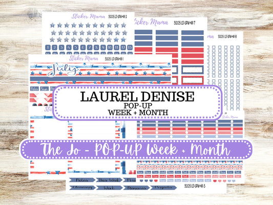 Laurel Denise Jo Planner Sticker Kit | Pop-up Week+Month | July Patriotic Festivities 3205 |  4-26