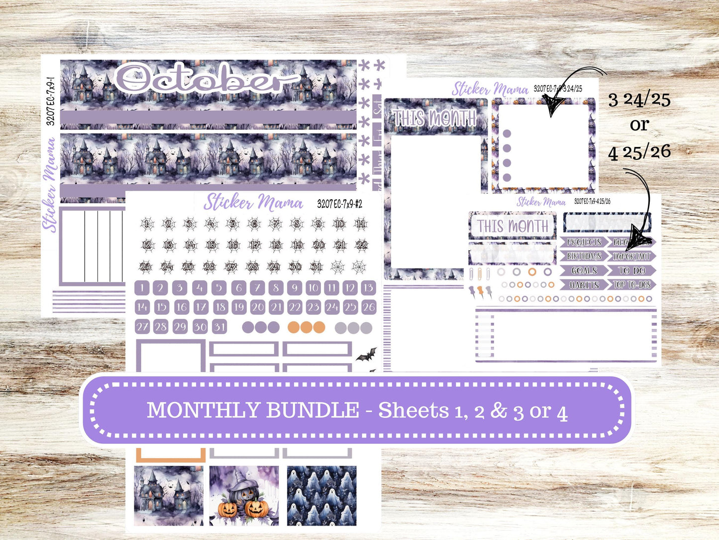 ERIN CONDREN Monthly Kit-3207 || 7X9 || Haunted Haven - 7x9 ec October Monthly Kit - October Monthly Planner Kits -  Monthly Pages
