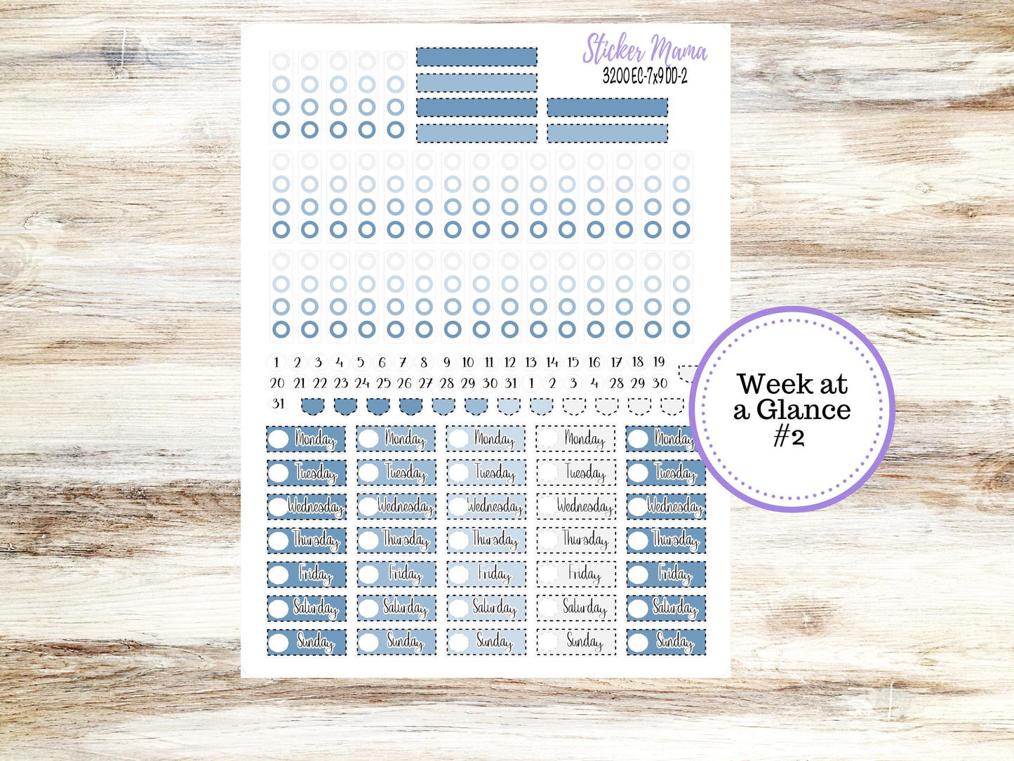 ERIN CONDREN Daily Duo Planner Kit DD-3200 || Blue Blossom || Daily Duo Planner Sticker Kit || Erin Condren ||