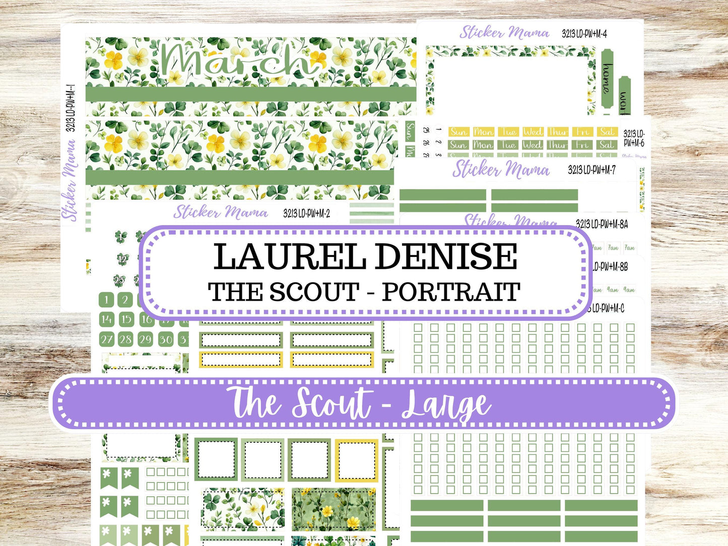 LD Large "The Scout" || PORTRAIT Weekly + Monthly Planner Kit #3213 || March Lucky Blossom || Laurel Denise Kit Portrait || 11-25