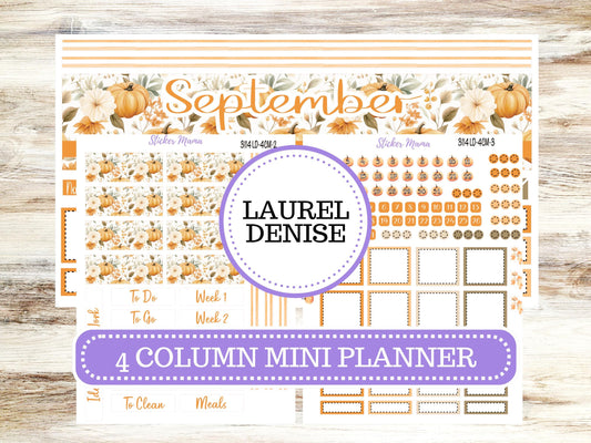 LAUREL DENISE 4 COLUMN Mini (formerly the project mini) Size Planner Kit 3114 || September || Project Stickers || June 25