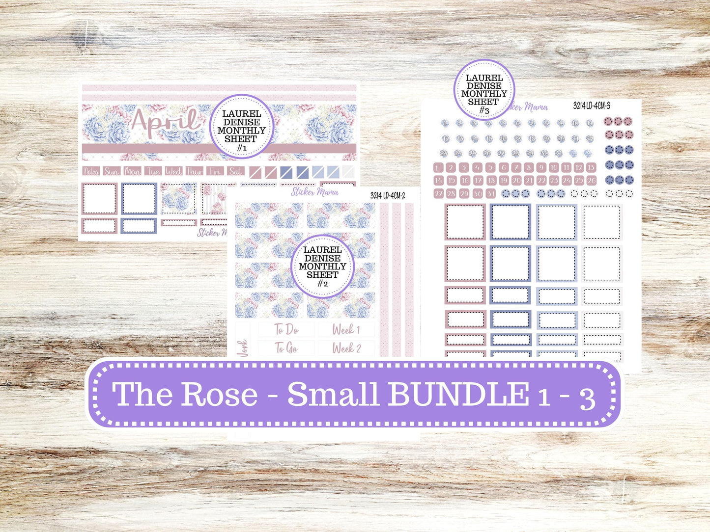 LD "Th Rose" Small || 4 COLUMN Mini (formerly the project mini) Size Planner Kit #3214 || April Peony Palace || Project Stickers || 12-25