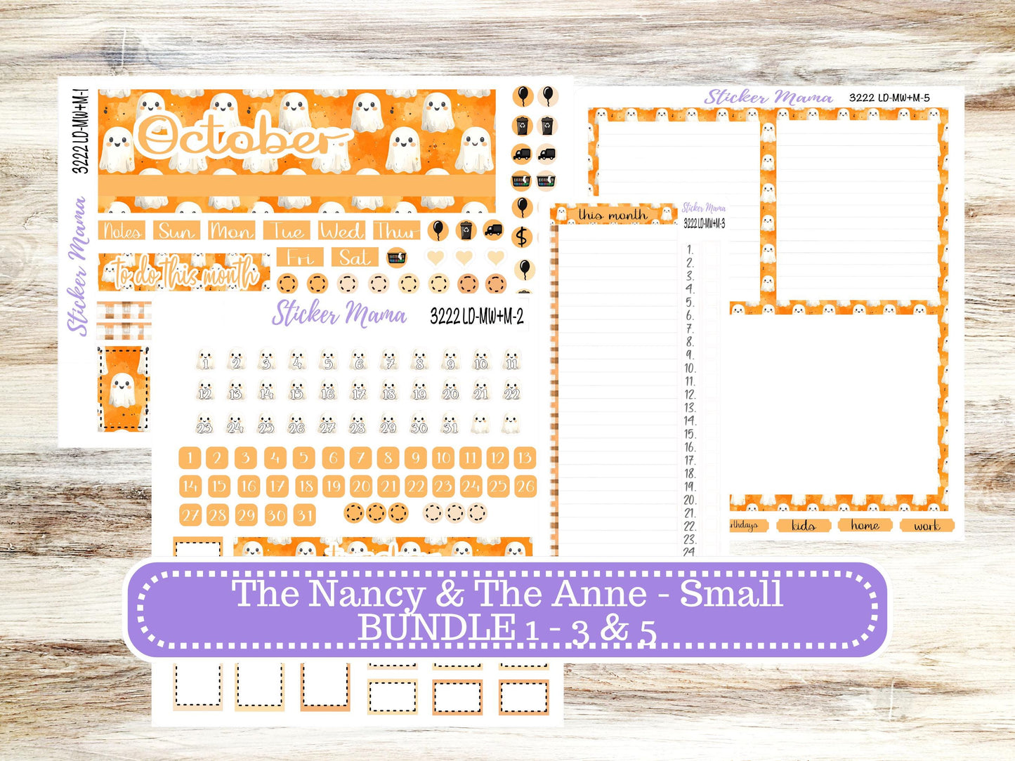 Laurel Denise Small Anne and Nancy Planner Sticker Kit | October 3222 Cozy Ghost | 7-26