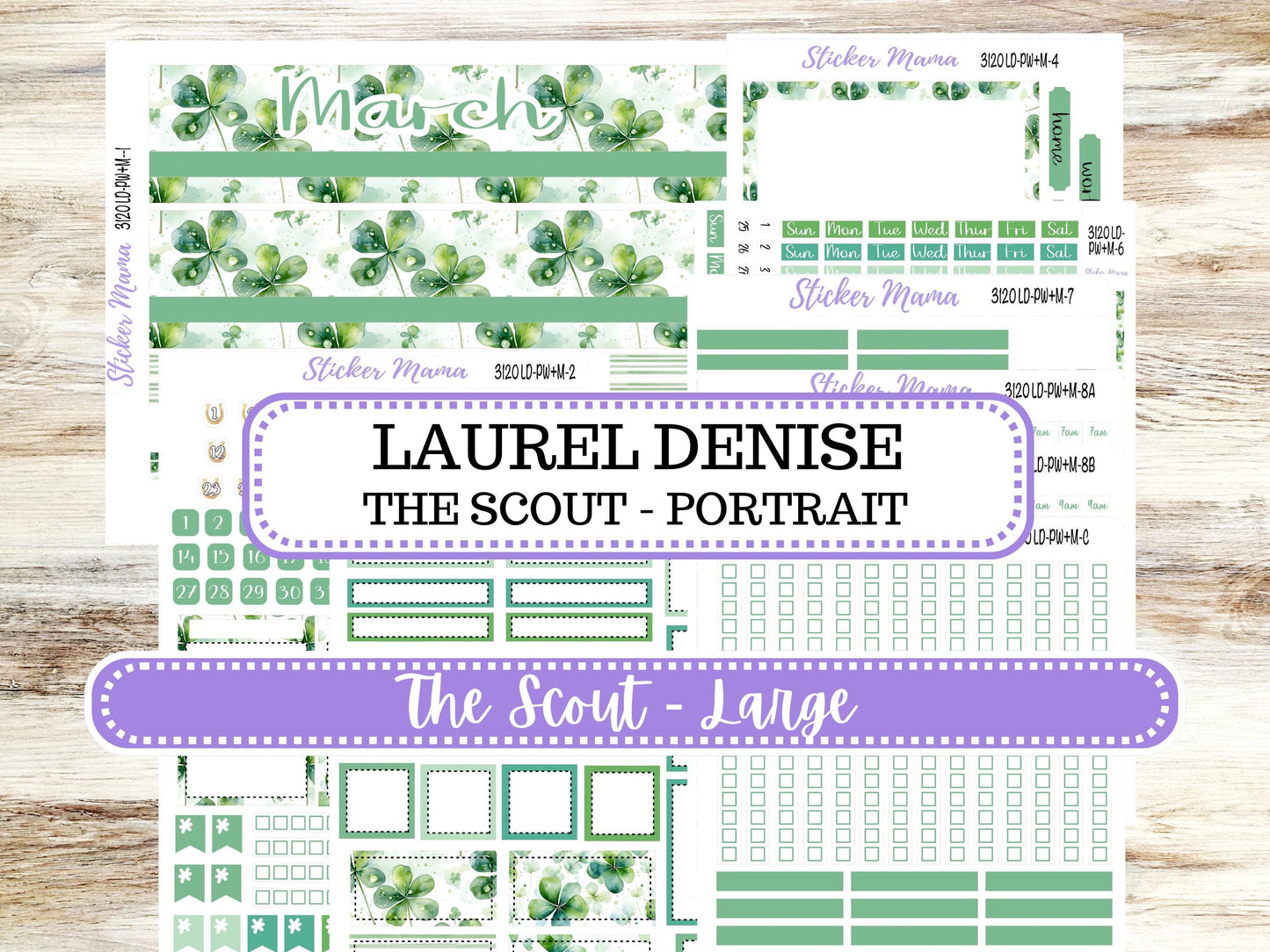 LD Large "The Scout" || PORTRAIT Weekly + Monthly Planner Kit #3120 || March Shamrock Magic || Laurel Denise Kit Portrait  || 11-25