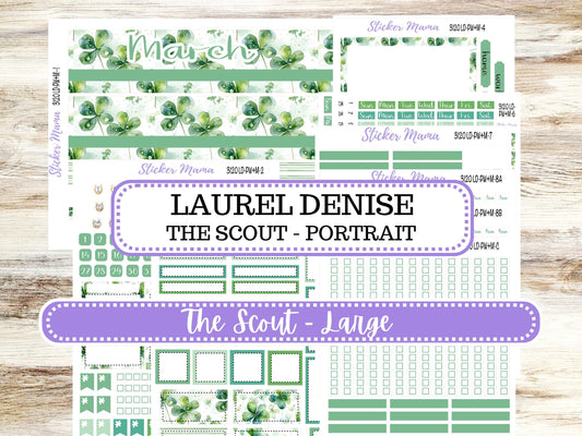 LD Large "The Scout" || PORTRAIT Weekly + Monthly Planner Kit #3120 || March Shamrock Magic || Laurel Denise Kit Portrait  || 11-25