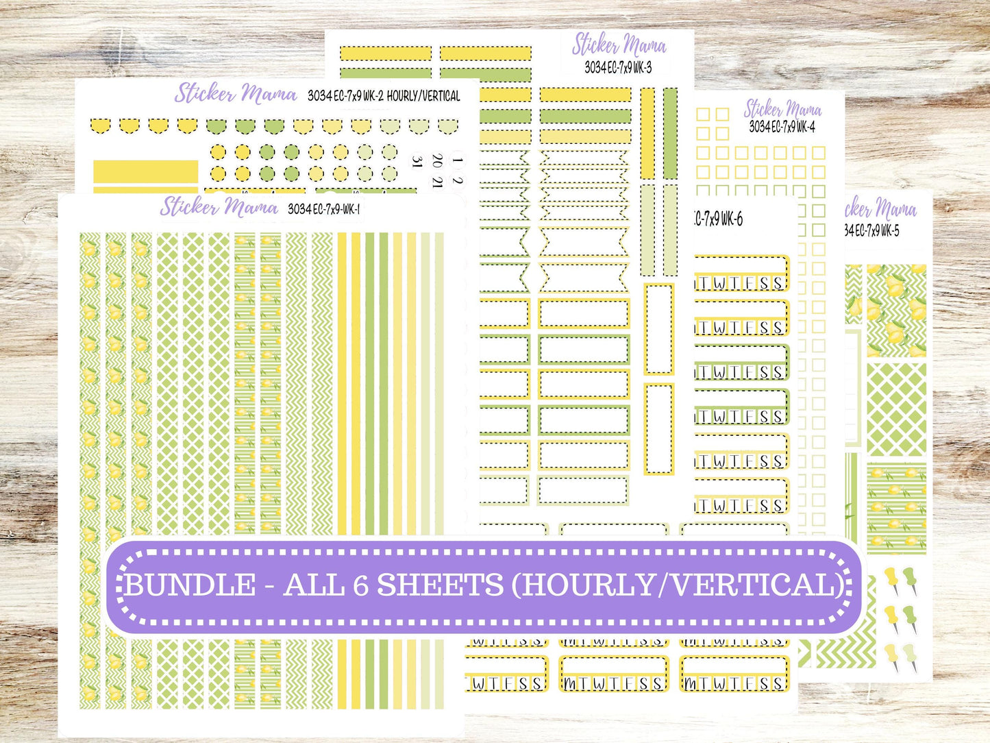 ERIN CONDREN WK-3034 || Fresh Squeeze || Weekly Planner Kit || Erin Condren || Hourly Planner Kit || March Vertical Planner Kit
