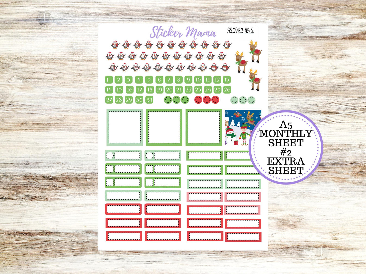 ERIN CONDRE Monthly Kit-3209 || A5 || Jolly Pines Stickers  || - ec December Monthly Kit - Monthly Planner Kits - Monthly Budget