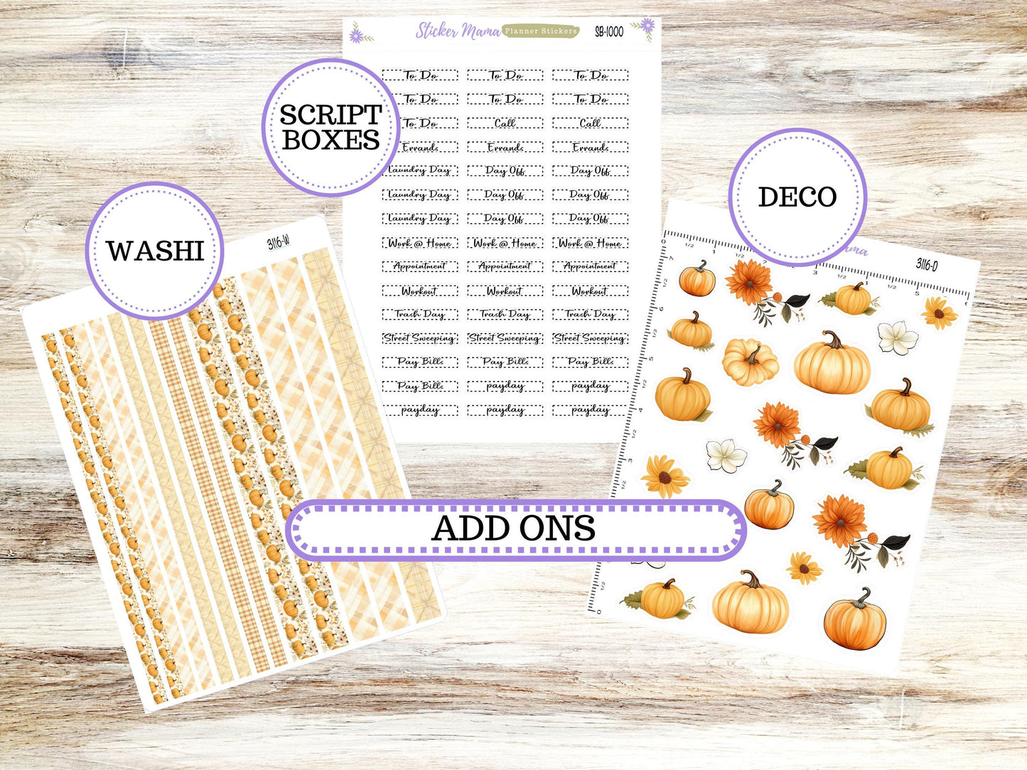 Laurel Denise Large Rose Planner Sticker Kit | 4-COLUMN | Month of your Choice Fall | Pumpkin Spice 3116 | 7-26