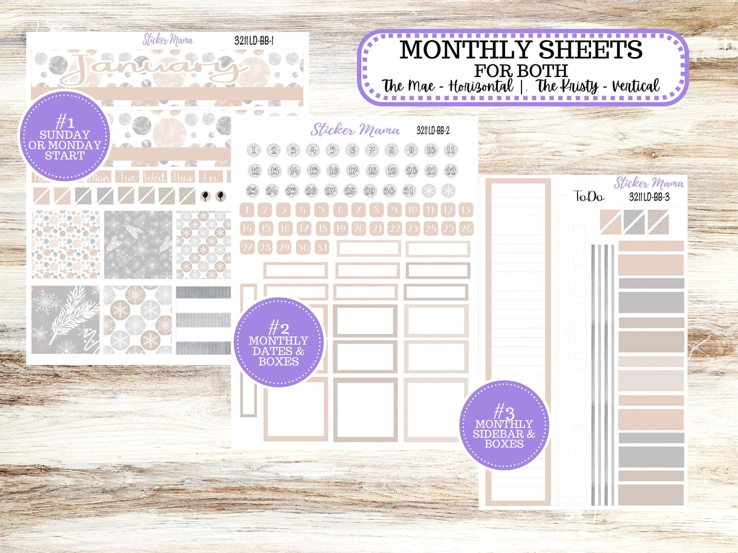 LD BOOK-BOUND Planner Kit #3211 || The Mae || The Kristy || Pastel Wonderland || January Laurel Denise Sticker Kit ||  10-25