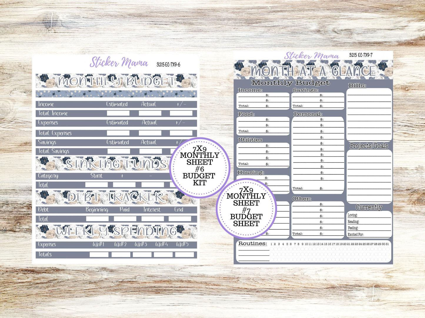ERIN CONDREN Monthly Kit-3215  || 7X9 ||  Charming Roses Monthly - 7x9 EC Month of your Choice - Monthly Planner Kits -  Monthly Budget
