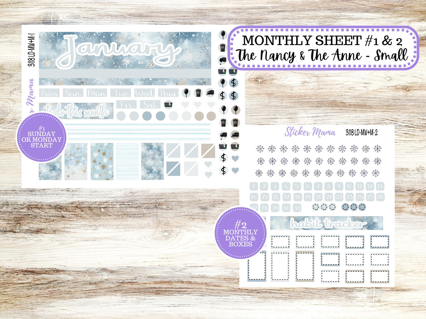 LD SMALL "The Anne" & "The Nancy" || MINI Week + Month Planner Kit #3118 || Laurel Denise Horizontal Vertical || January || 10-25