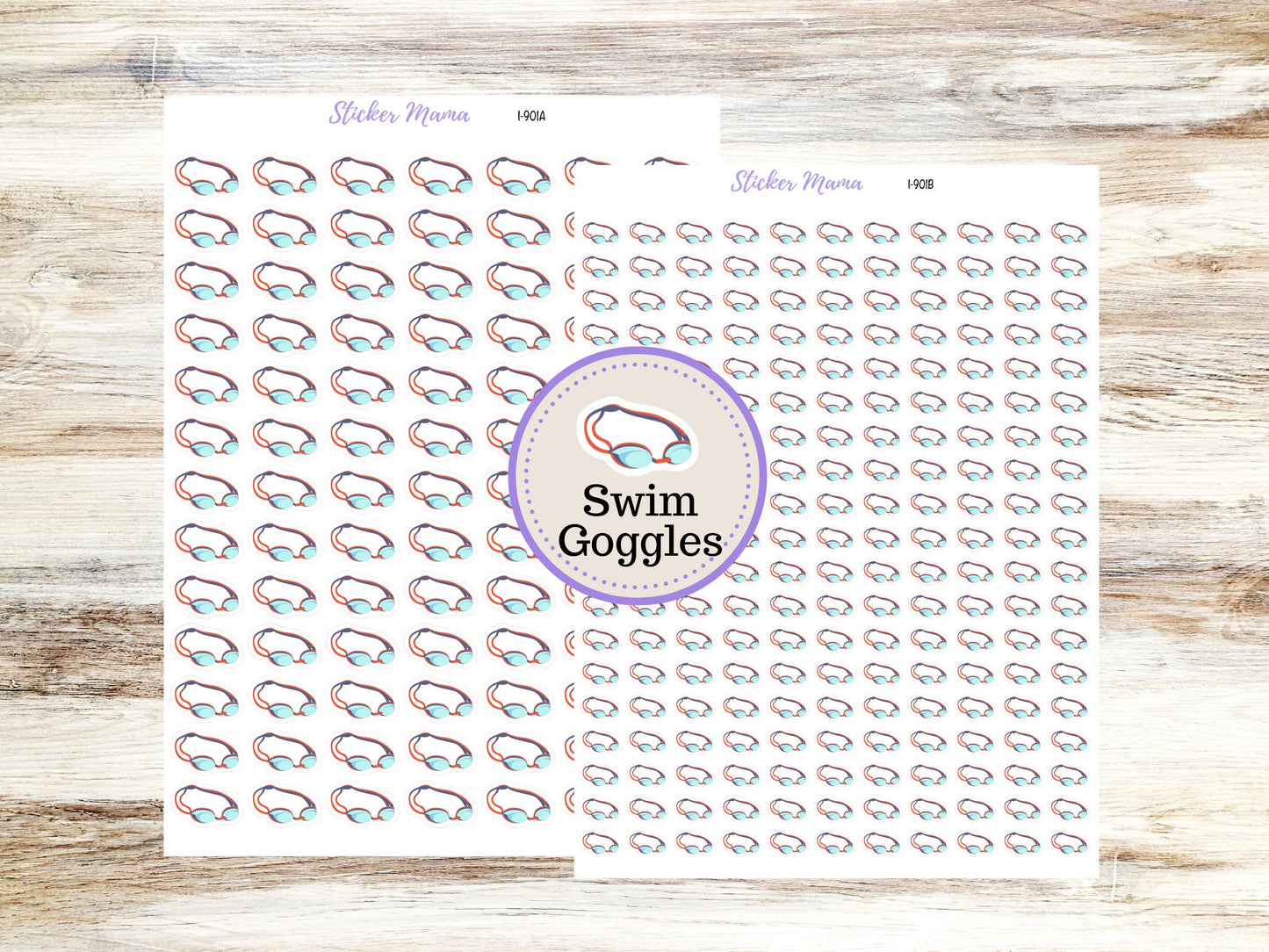 Swim Goggles Planner Stickers I-901 (.3, or .5,) | Swimming Practice Stickers |