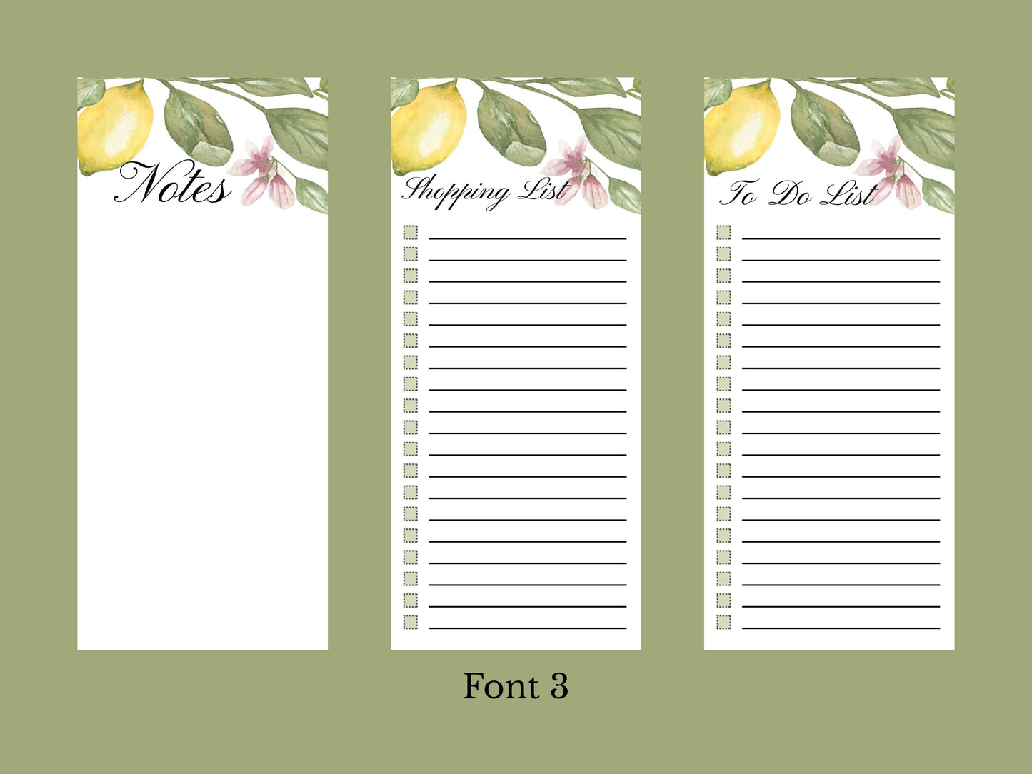 Lemon Delight Notepads | Set of Three | 3.5 x 8 | To Do List | Shopping List | Notes