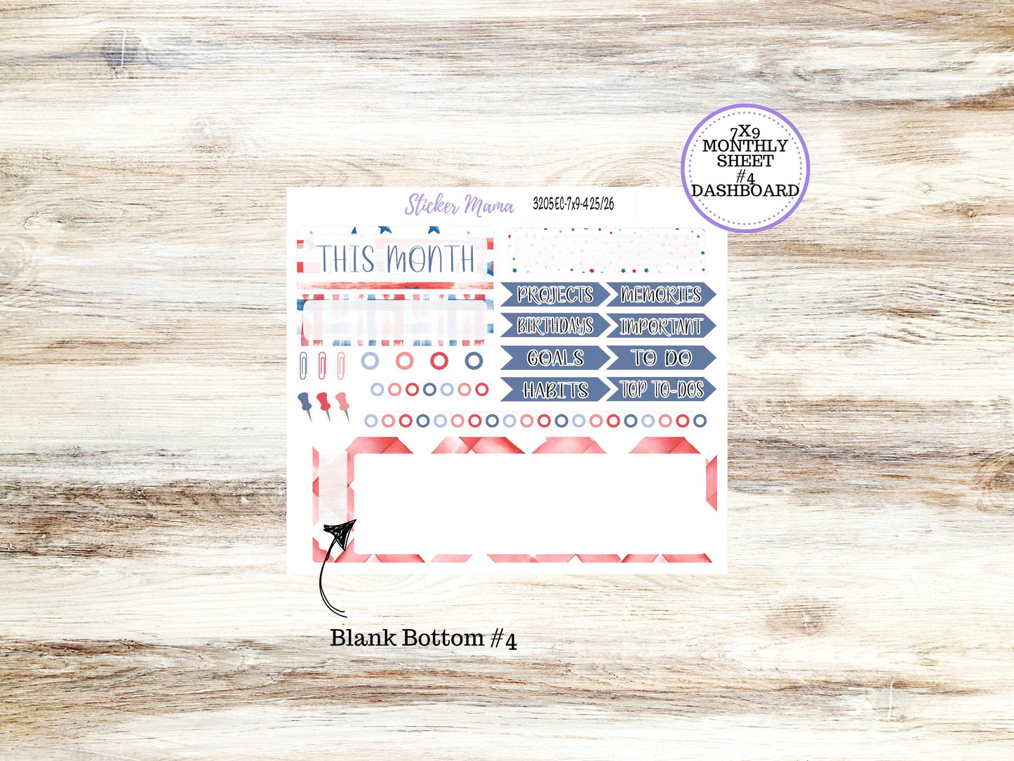 Erin Condren 7x9 Monthly Planner Sticker Kit | 3205 Patriotic Festivities