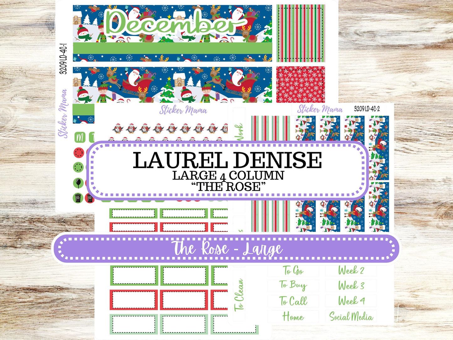 LD "The Rose" Large || 4-COLUMN (formerly project)  Planner Kit #3209 || Jolly Pines || Laurel Denise Stickers || 9-25