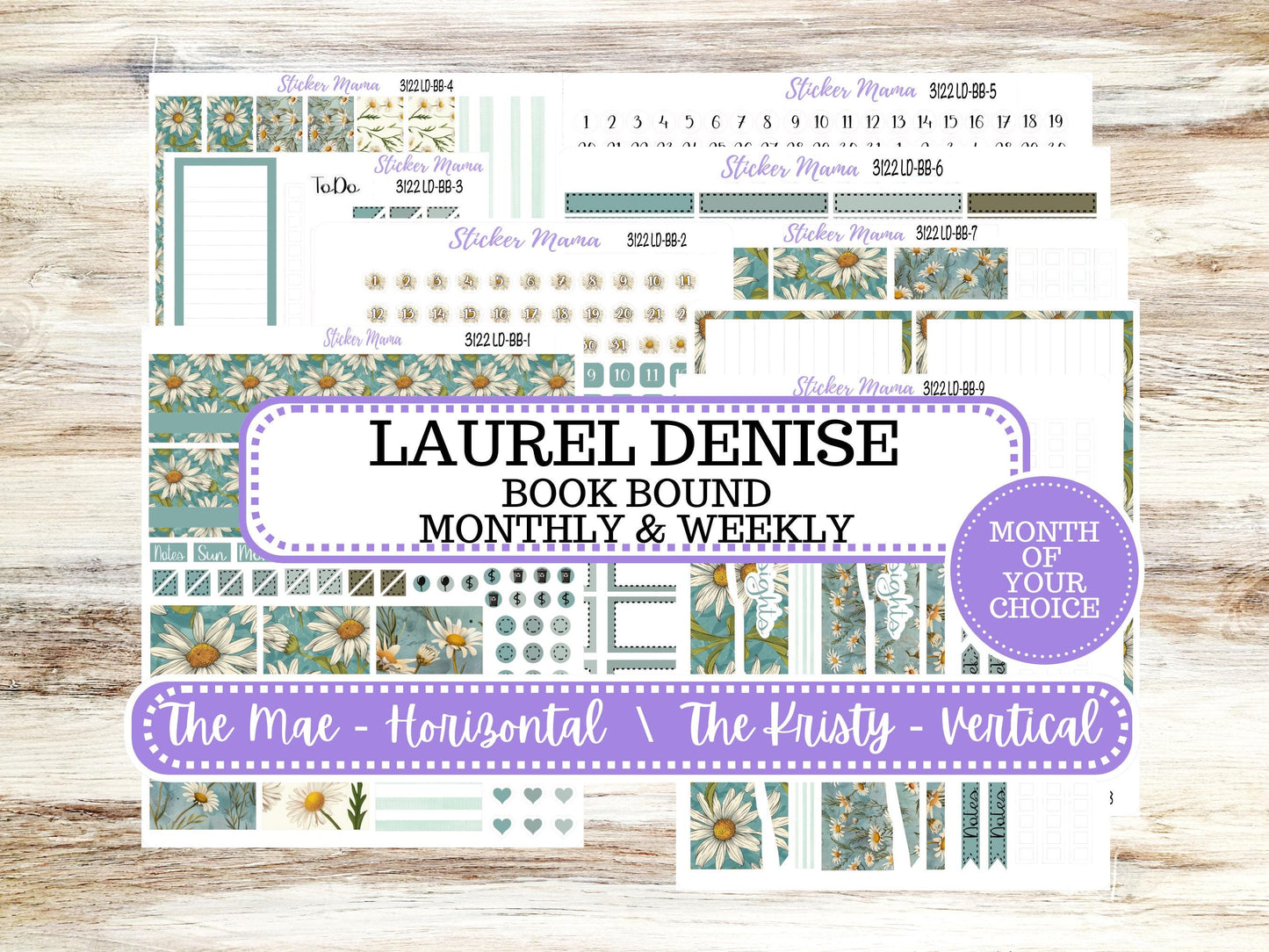 LD BOOK-BOUND Planner Kit #3213 || The Mae || The Kristy || Lucky Blossom || March Laurel Denise Sticker Kit ||  11-25