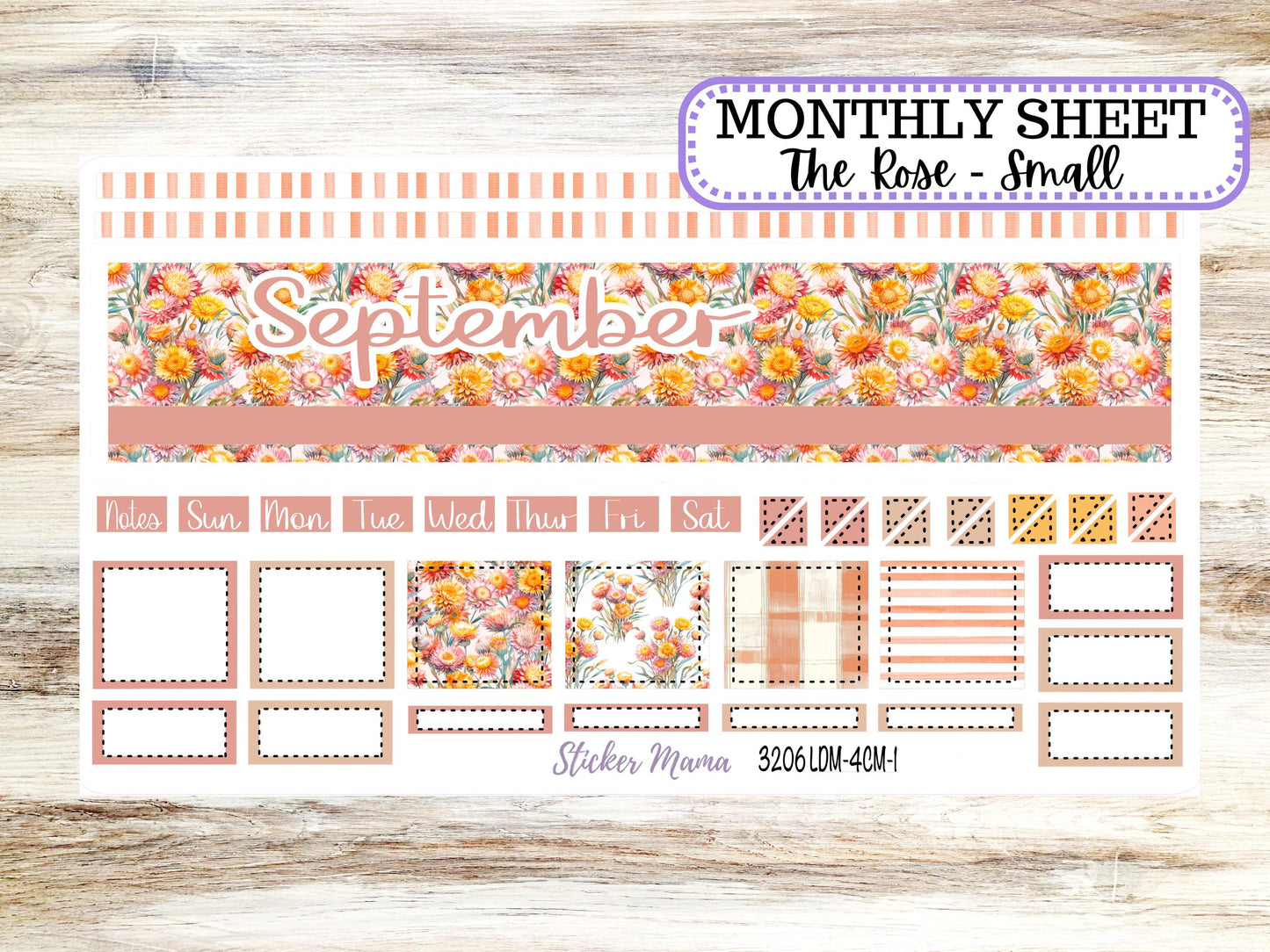 Laurel Denise Small Rose Planner Sticker Kit | 4 Column Mini | Project Mini  | September Falling Colors 3206 | 6-26