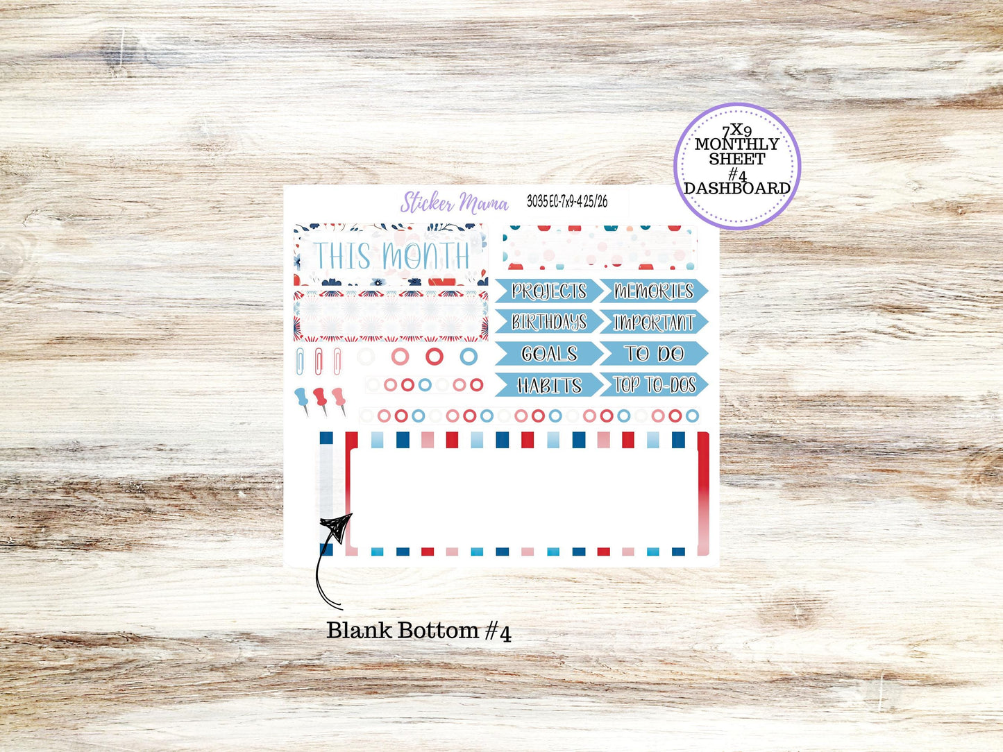 Erin Condren 7x9 Monthly Planner Sticker Kit | 3035 American Dream