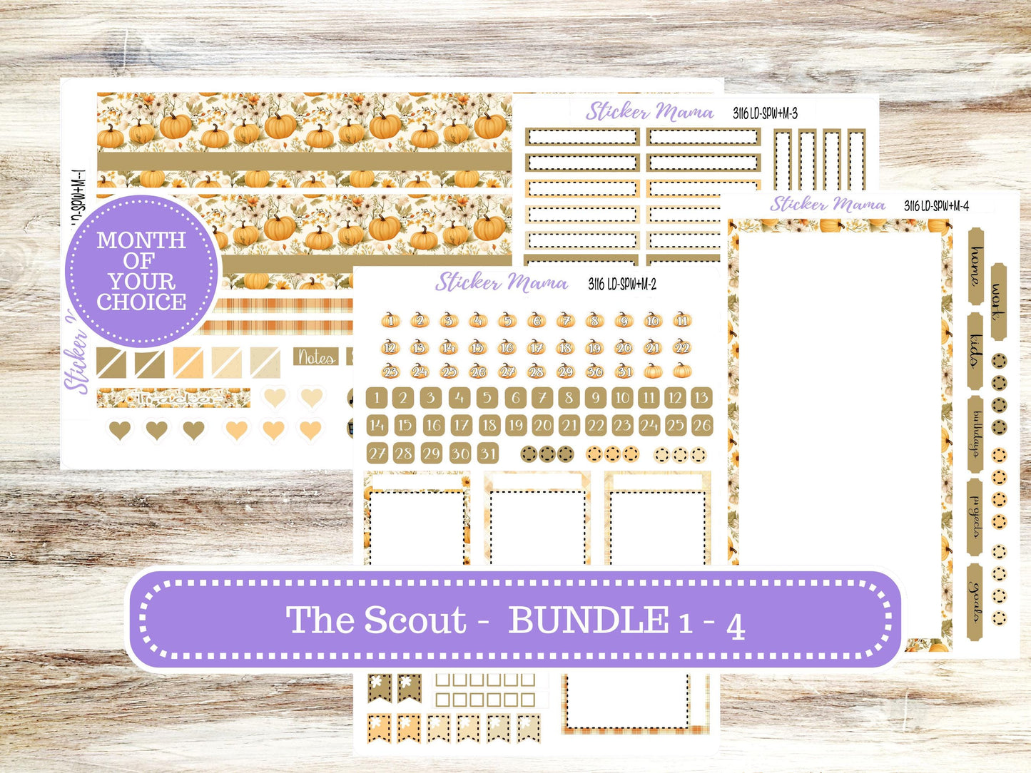 Laurel Denise Small Scout Planner Sticker Kit | Portrait Weekly + Monthly | Choose your month | Fall 3116 Pumpkin Spice | 7-26