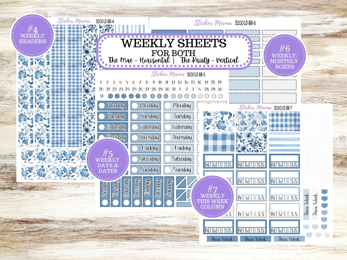 LD BOOK-BOUND Planner Kit #3200 || Cool Blue || Laurel Denise Kit || Laurel Denise Stickers || Undated - Month of your Choice || 12/25