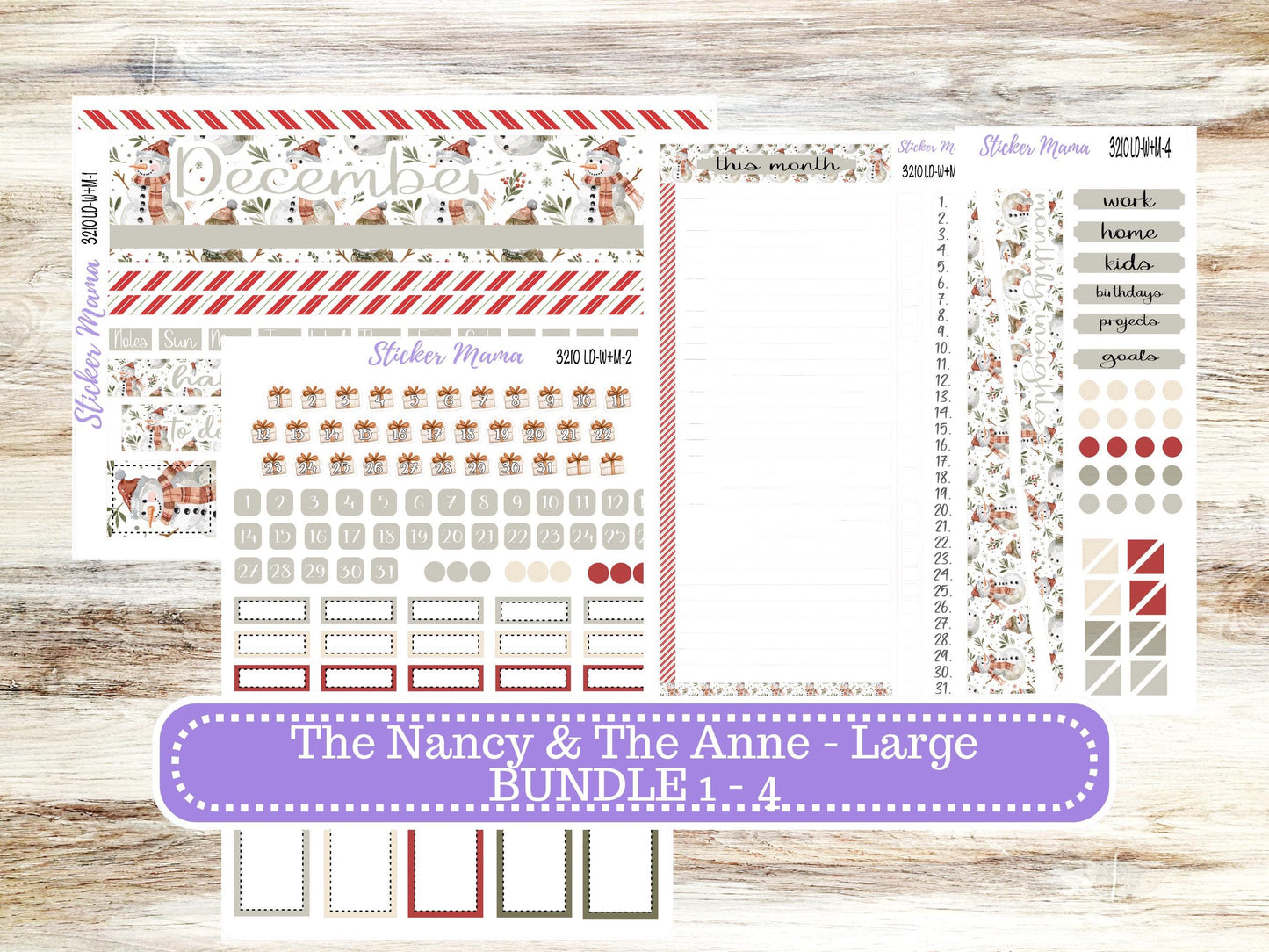LD “The Nancy & Anne” Large || Week + Month PLANNER Monthly Kit #3210 || Laurel Denise Horizontal Vertical Kit || Frosty Friends || 9-25