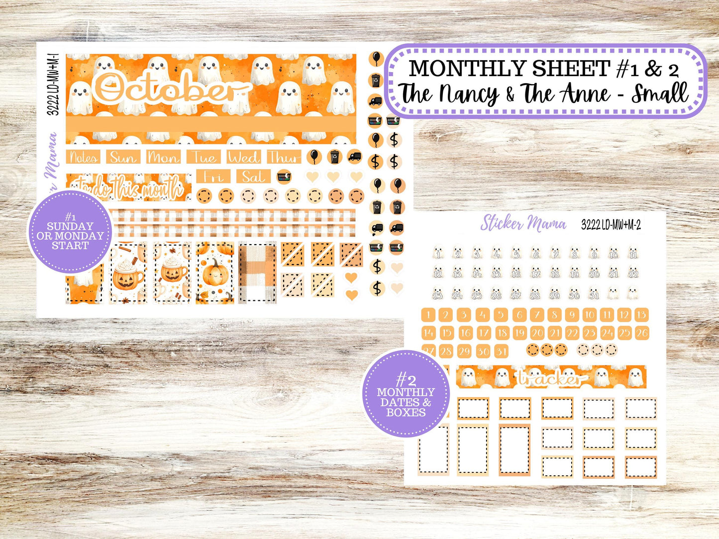 Laurel Denise Small Anne and Nancy Planner Sticker Kit | October 3222 Cozy Ghost | 7-26