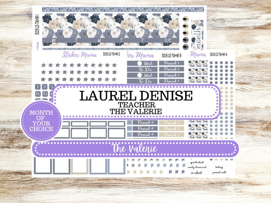 Laurel Denise Valerie Planner Stickers | LD Teacher Week + Month Planner Kit | Month of your Choice #3215 Shabby Chic | 1-26