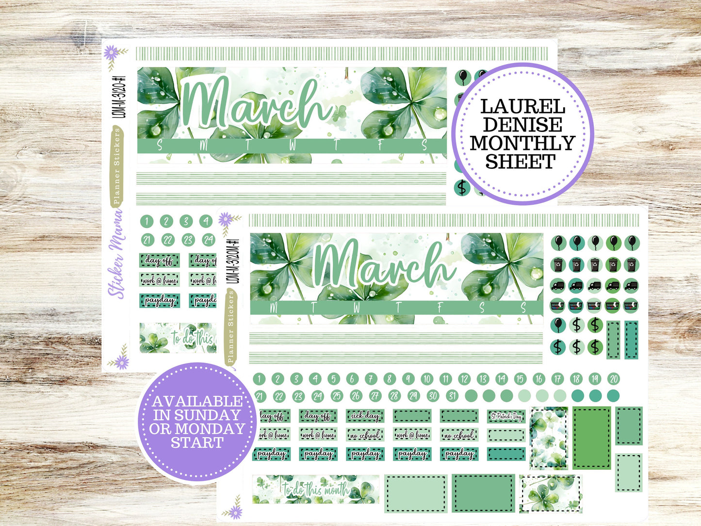 LAUREL DENISE MINI Planner Kit #3120 || Shamrock Magic Laurel Denise Kit || L D  Stickers || Laurel Denise Horizontal Vertical || March