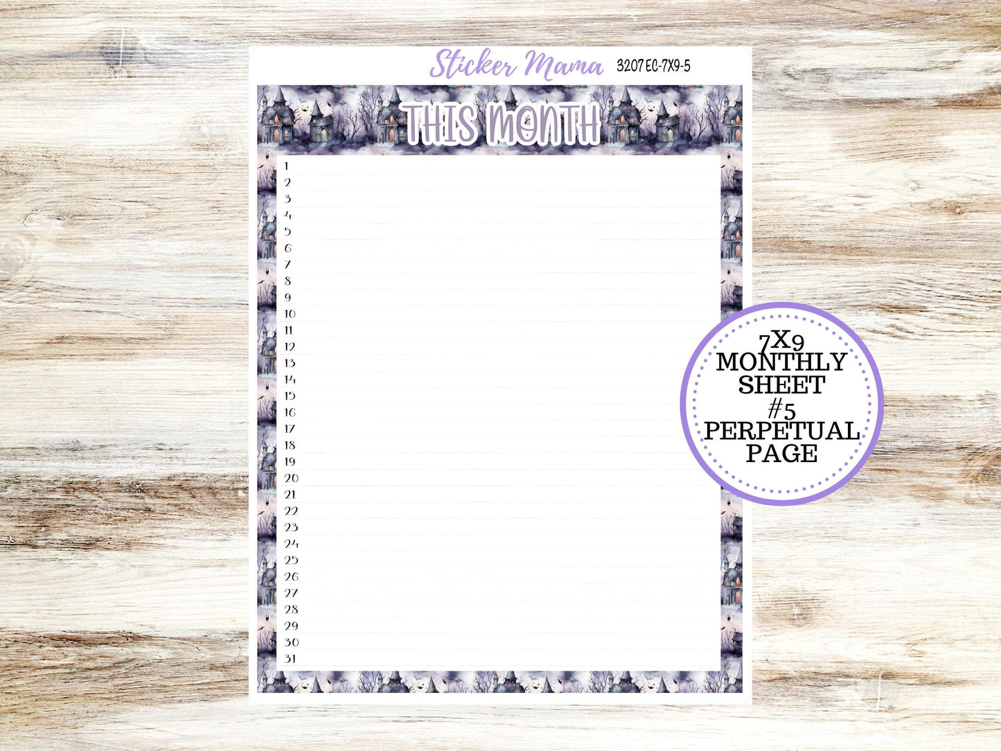 ERIN CONDREN Monthly Kit-3207 || 7X9 || Haunted Haven - 7x9 ec October Monthly Kit - October Monthly Planner Kits -  Monthly Pages