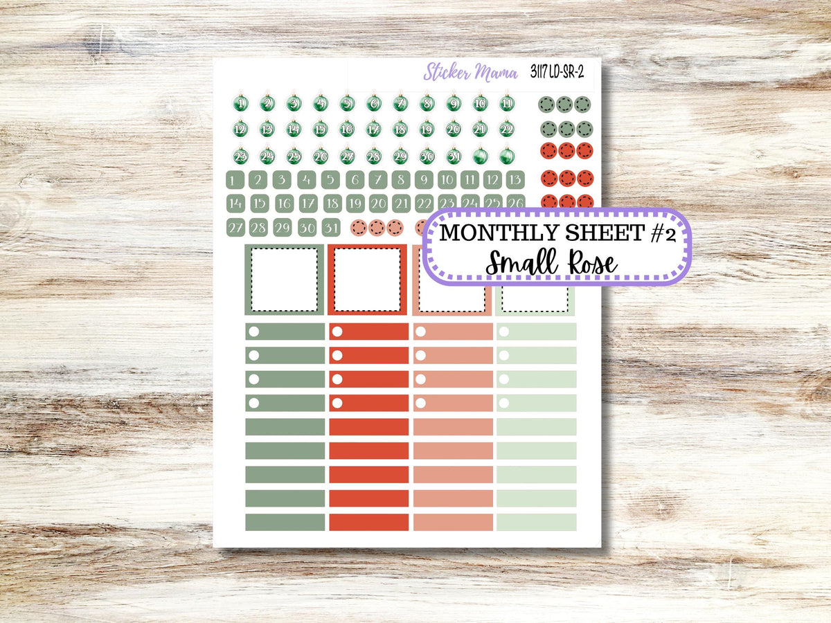 Laurel Denise Small Rose Planner Sticker Kit 3117 | 4 Column Mini | December Jolly Jewels | 9-26