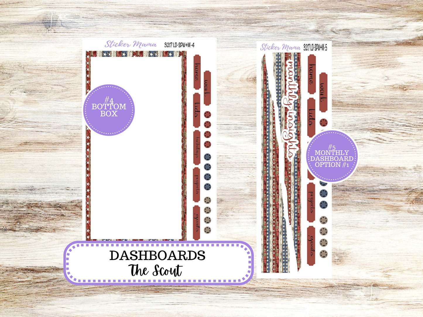 Laurel Denise Small Scout Planner Sticker Kit | Portrait Weekly + Monthly | July Old Glory 3217 | 4-26