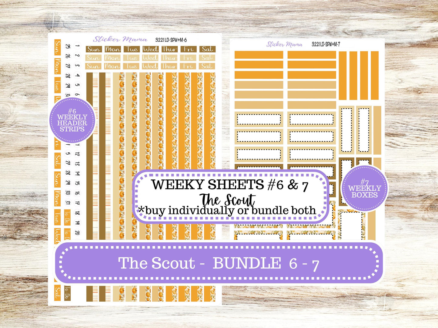 Laurel Denise Small Scout Planner Sticker Kit | Portrait Weekly + Monthly | Choose Your Month Fall | 3221 Pumpkin & Cornstalk | 6-26