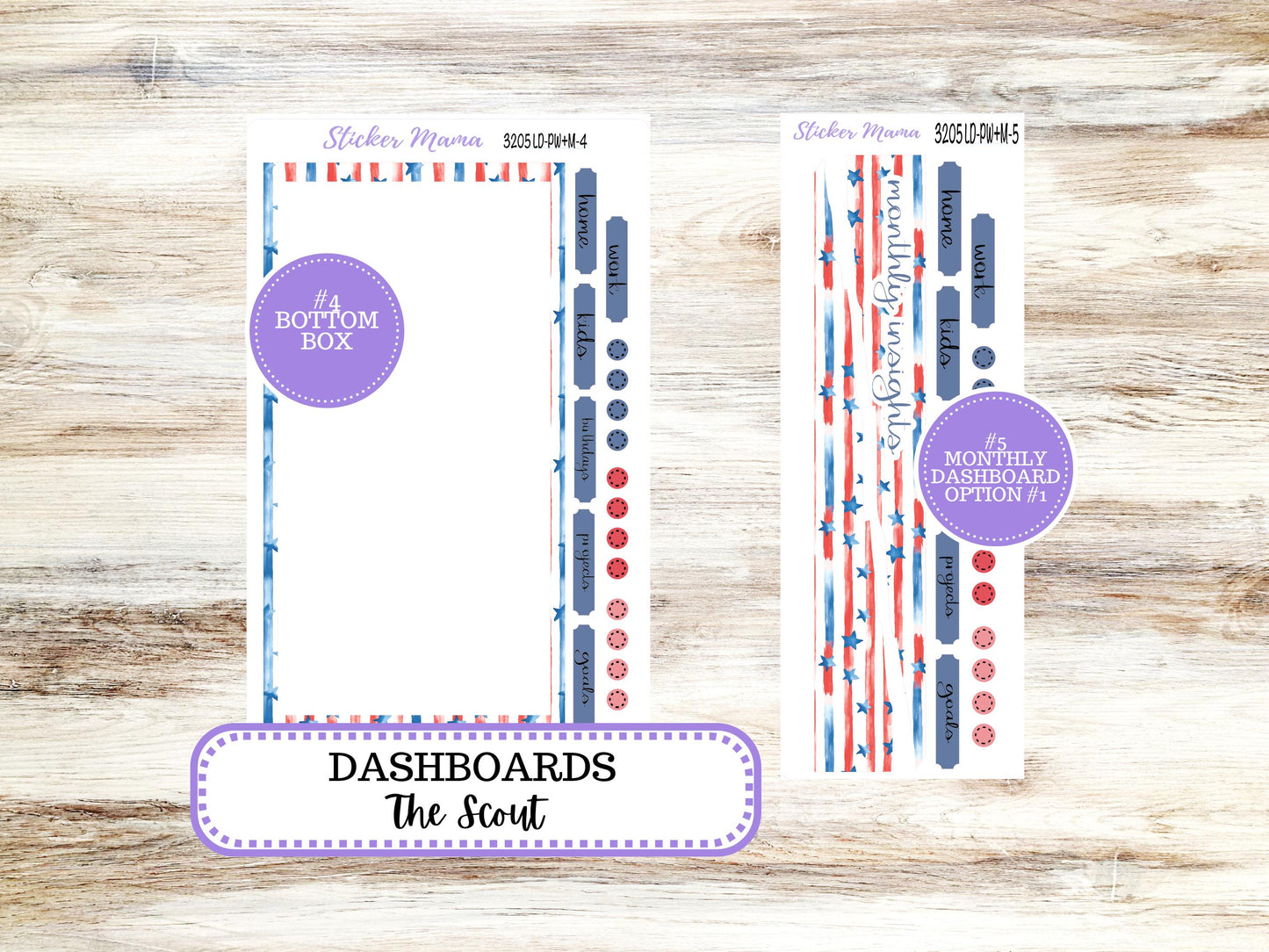 Laurel Denise Large Scout Planner Sticker Kit | Portrait Weekly + Monthly | July Patriotic Festivities 3205 | 4-26