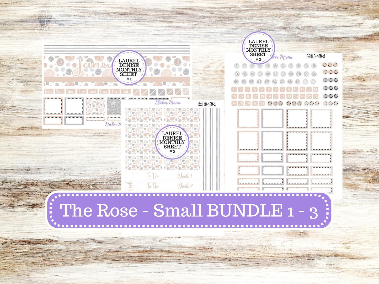 LD "Th Rose" Small || 4 COLUMN Mini (formerly the project mini) Size Planner Kit #3211 || February || Project Stickers || 10-25