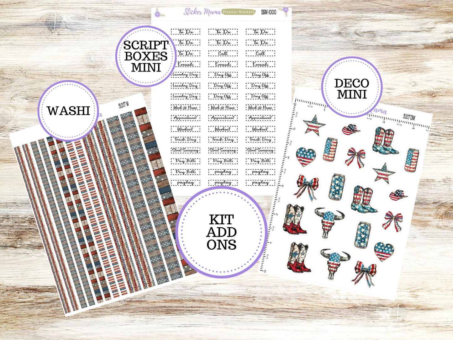 Journaling Stickers | Planner Stickers Kit | 3217 Old Glory