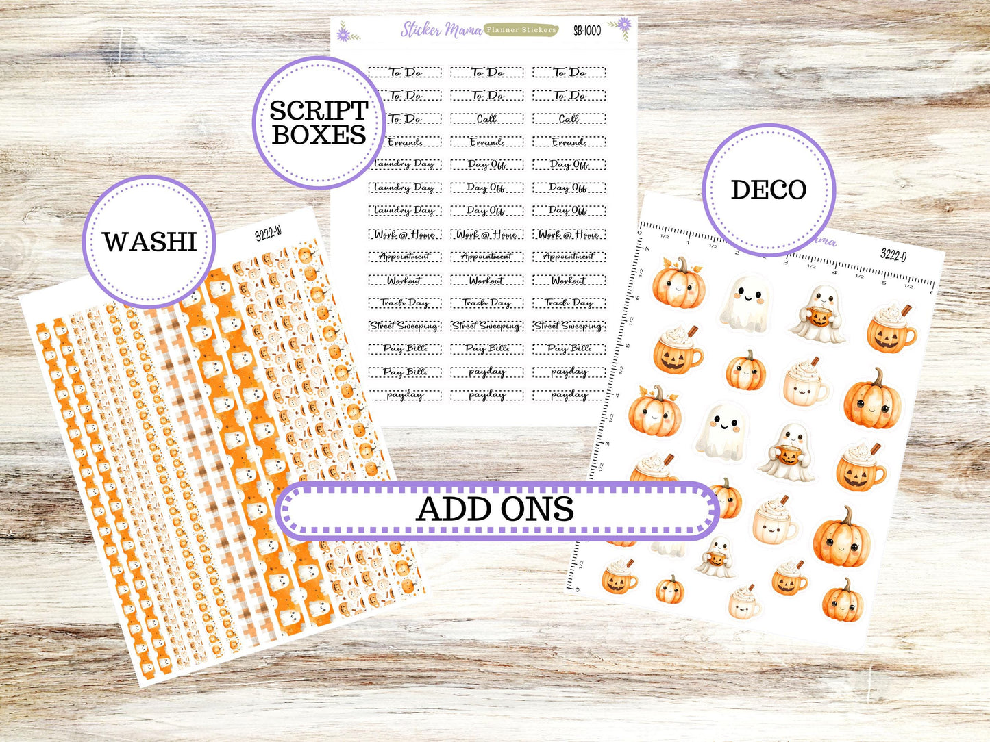 Laurel Denise Large Rose Planner Sticker Kit | 4 Column Mini | Project Mini  | 3222 Cozy Ghost October | 7-26