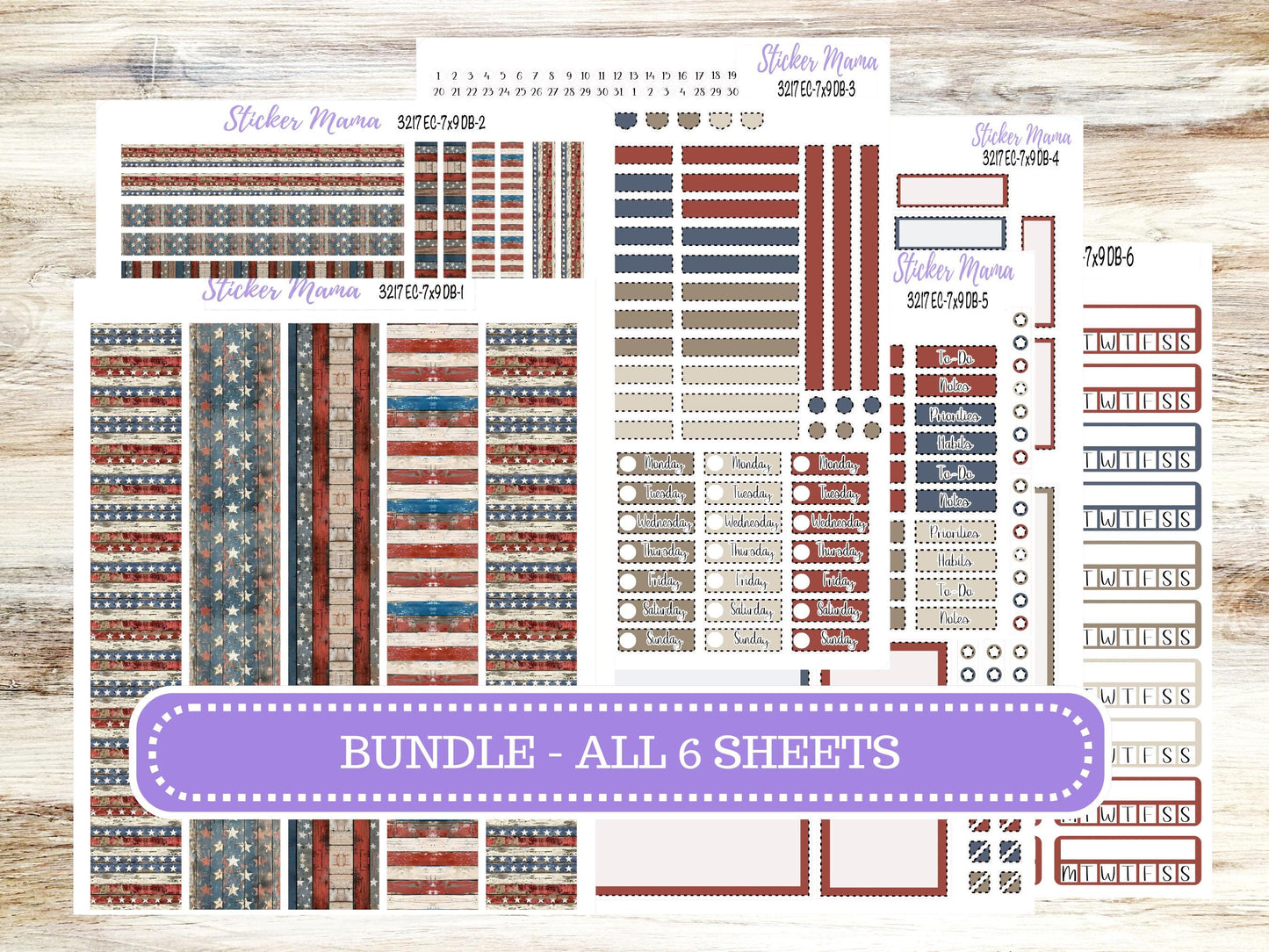 Erin Condren Dashboard Planner Sticker | Kit DB-3217 Old Glory