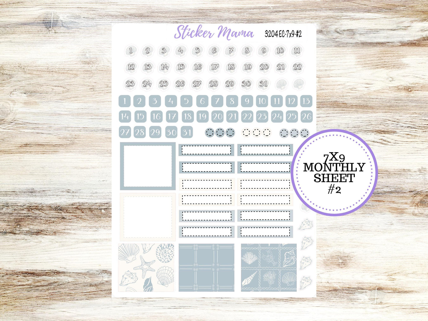 ERIN CONDRE Monthly  Kit-3204 || 7X9 || Coastal Charm Stickers  || - ec August Monthly Kit - Monthly Planner Kits - Monthly Budget