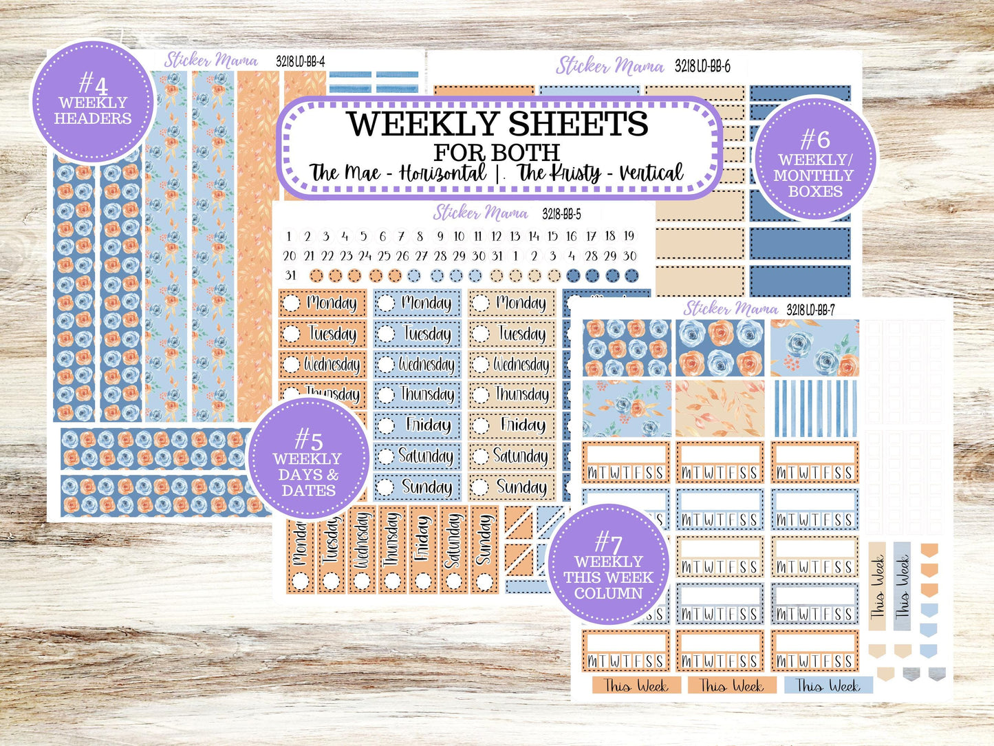 Laurel Denise Mae and Kristy Planner Sticker Kit | Book-Bound | August Blossom Breeze 3218 | 5-26