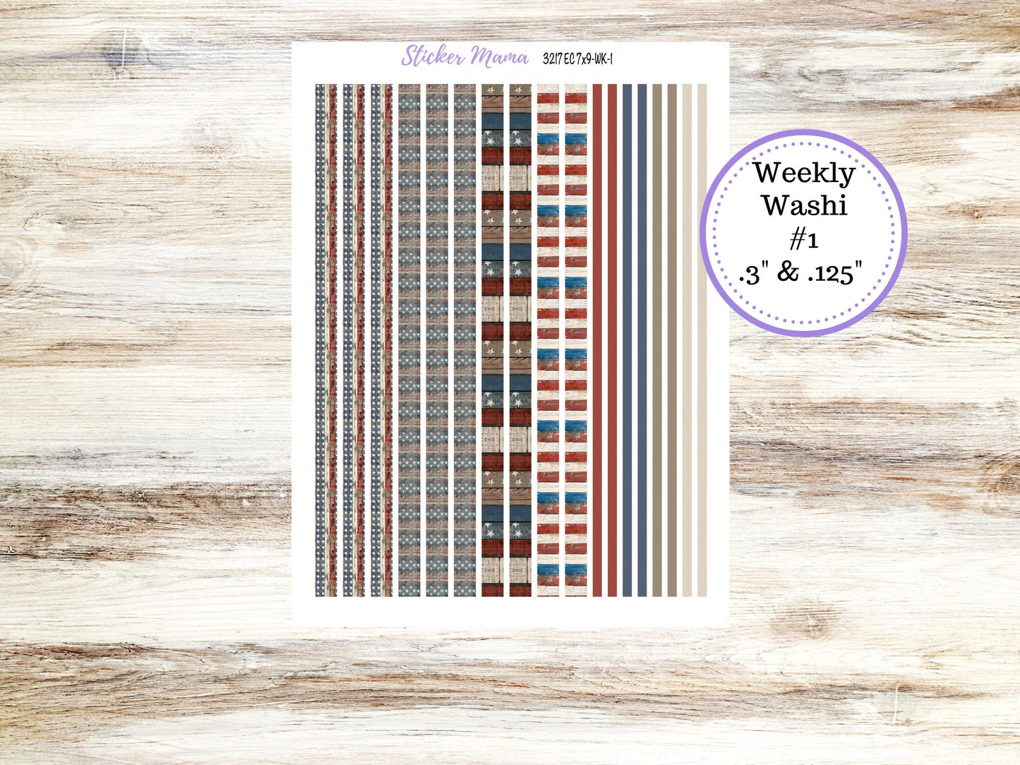 Erin Condren Weekly Planner Kit | Vertical & Hourly Stickers | WK-3217 Old Glory