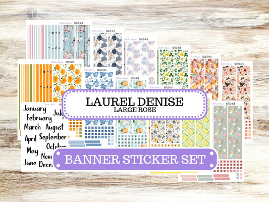 Banner Set || Laurel Denise Large Rose || 4 Column || Monthly Header Kit
