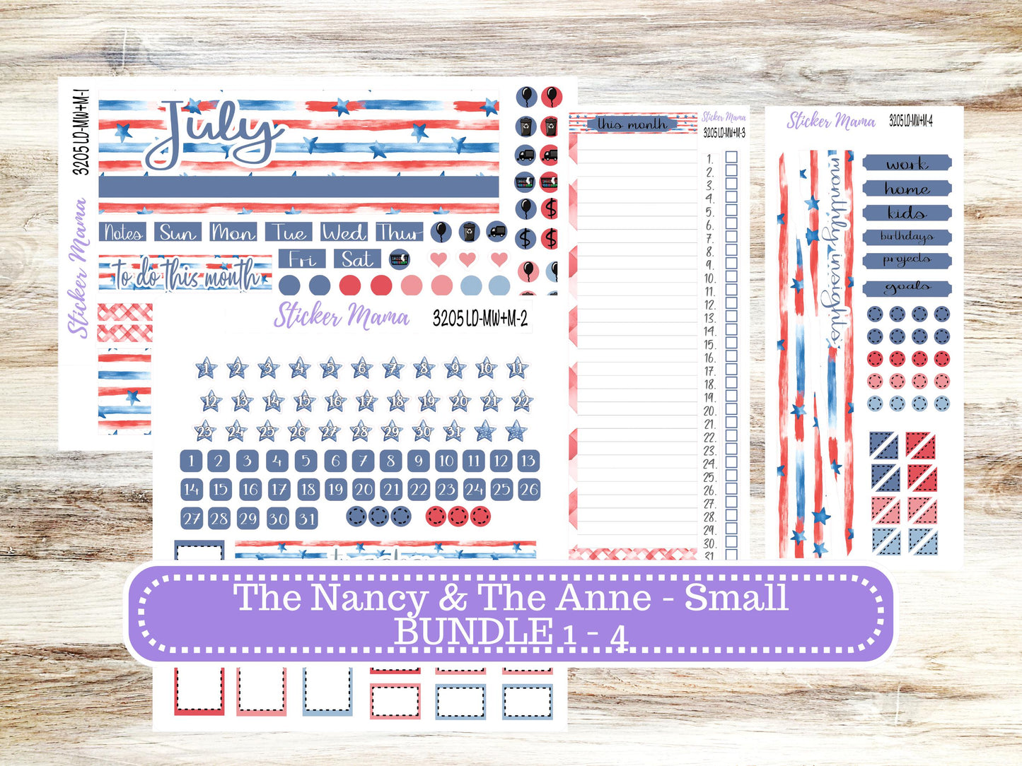 Laurel Denise Small Anne and Nancy Planner Sticker Kit | July Patriotic Festivities 3205 | 4-26