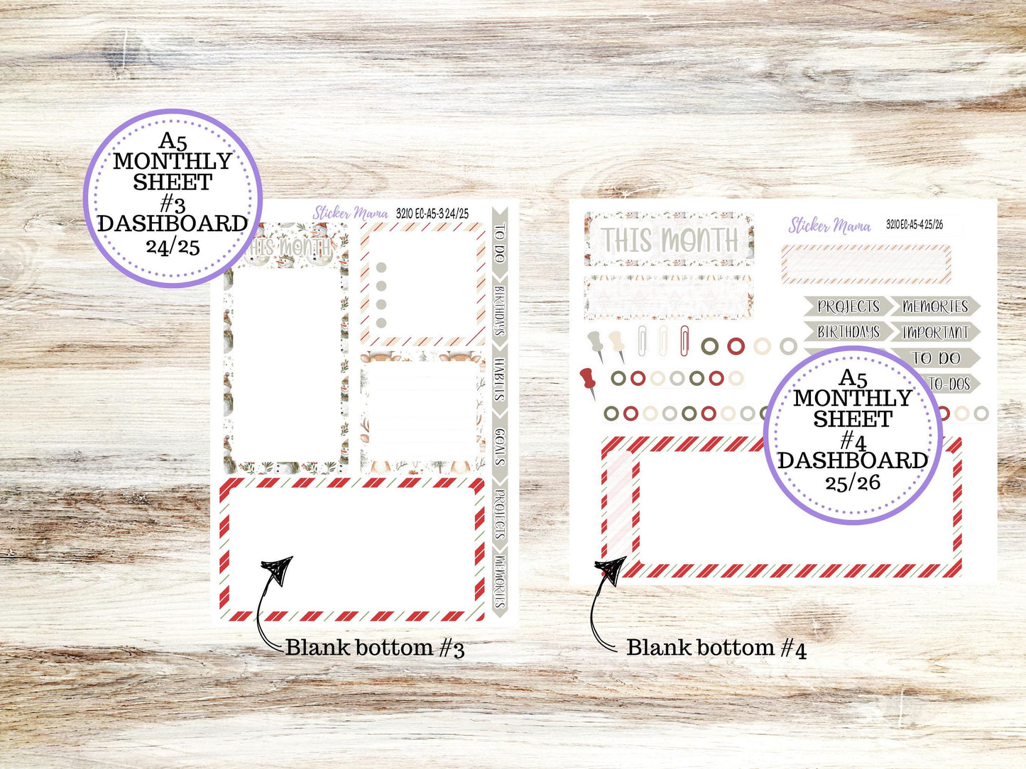 ERIN CONDRE Monthly Kit-3210 || A5 || Frosty Friends Stickers  || - ec December Monthly Kit - Monthly Planner Kits - Monthly Budget