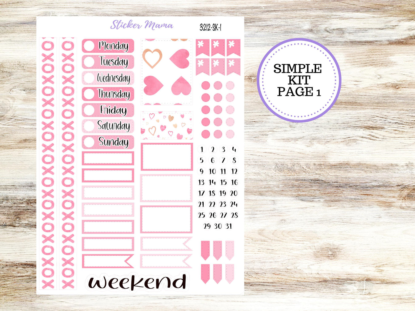 SIMPLE KIT  || #3212 || Love Notes || Any Kind Planner || Planner Stickers || Planner Stickers